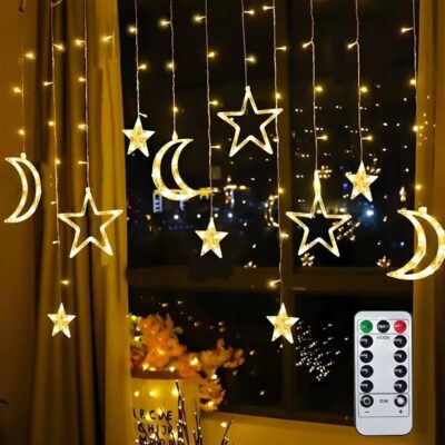 ریسه ماه و ستاره پرده ای با ریموت کنترل