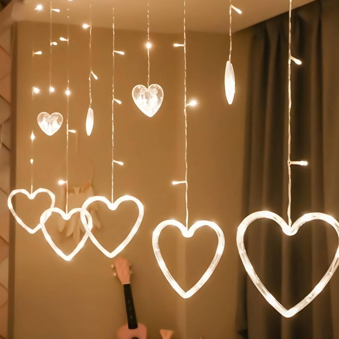 ریسه پرده ای قلبی بزرگ 3 متری آفتابی ریسه پرده ای قلبی بزرگ 3 متری آفتابی