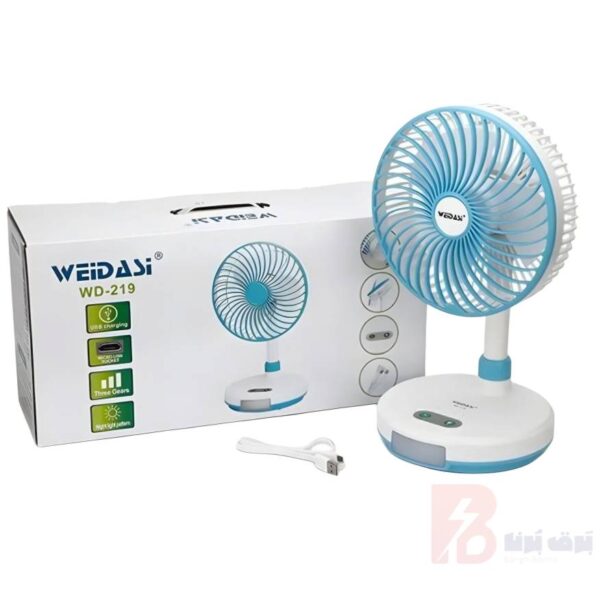 پنکه شارژی رومیزی ویداسی مدل Weidasi-WD-219