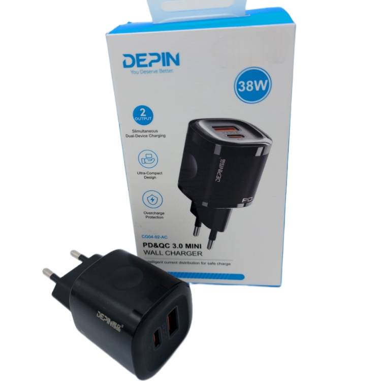 آداپتور موبایل 38 وات DEPIN با سیم تایپ C آداپتور موبایل 38 وات DEPIN با سیم تایپ C