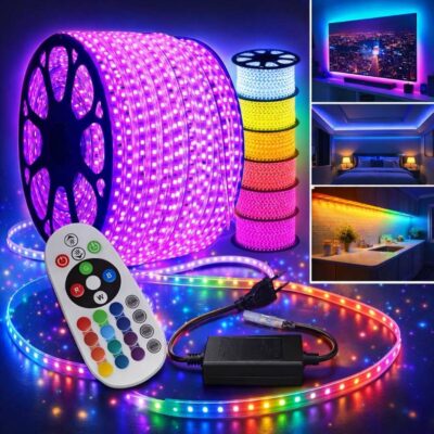 ریسه شلنگی RGB مدل ۵۰۵۰ با ریموت کنترل 100 متر با کیفیت